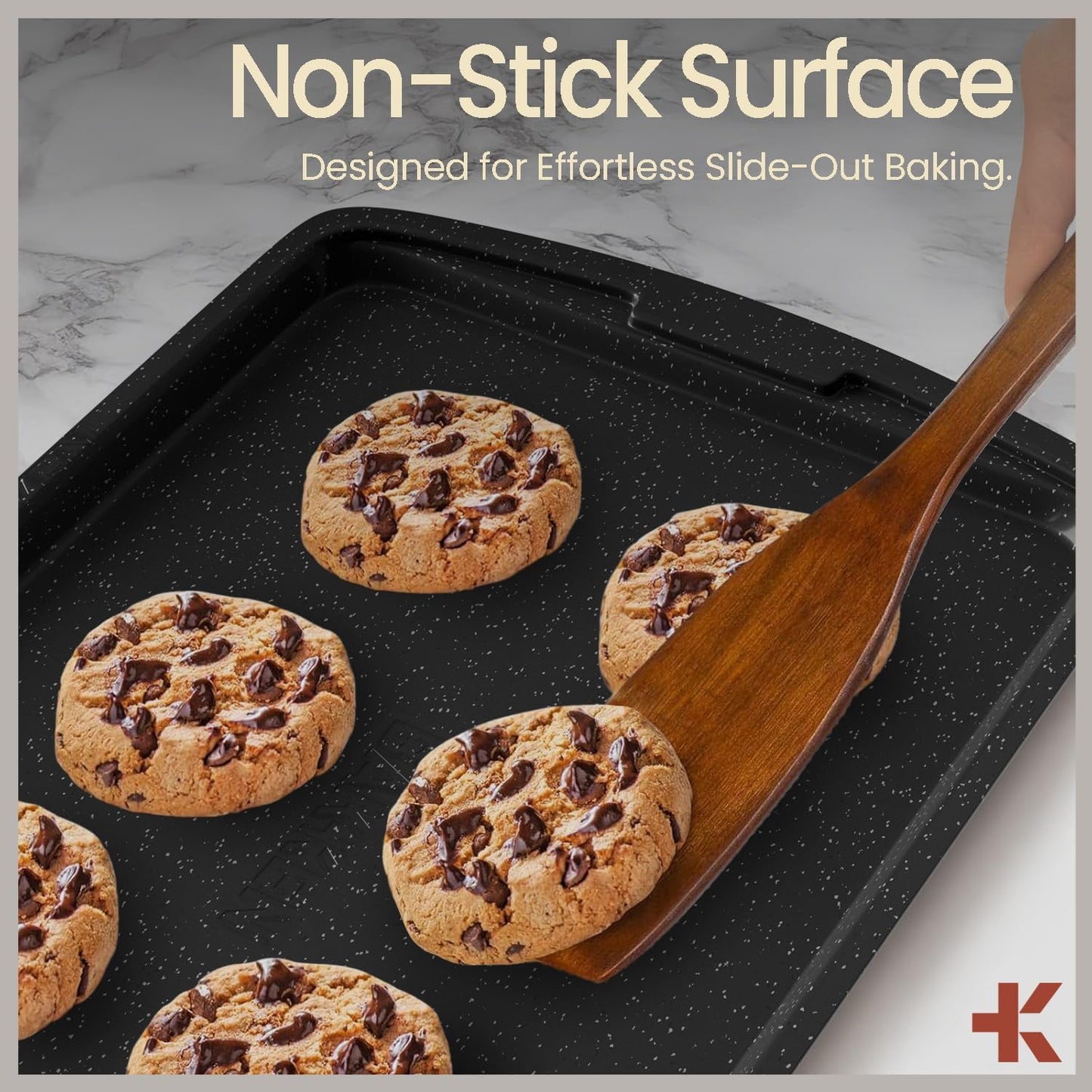 Gray Marble 10-Piece Bakeware Sets, Nonstick Carbon Steel Baking Sheet & Pans, Stackable Space-Saving Bakeware, Dishwasher Safe, Stain-resistant, PFOAPFOSPTFE Free, Oven Safe Up To 450°F (230°C)