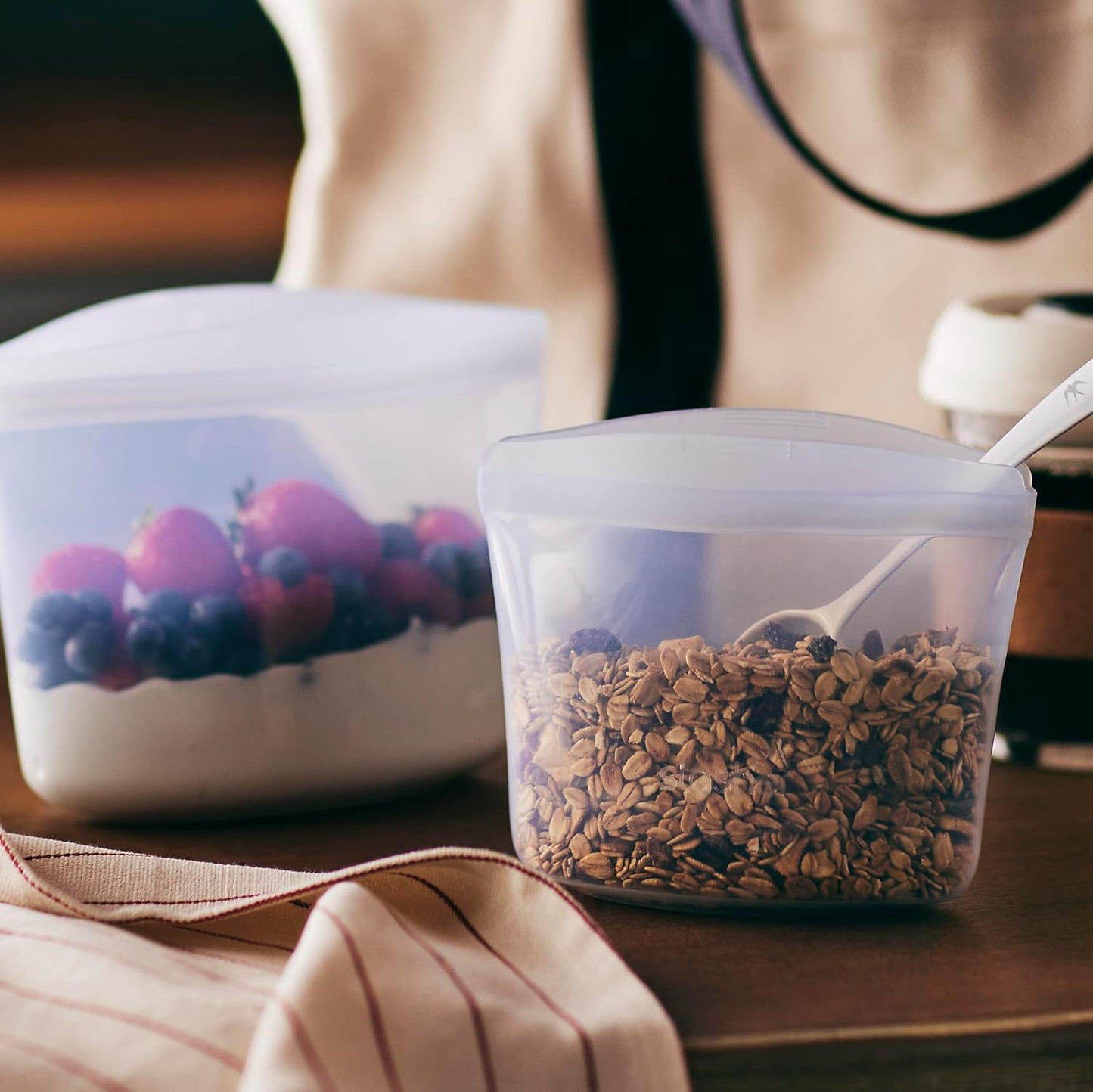 Stasher Premium Silicone Reusable Food Storage Bags, 6-Pack, Clear, Multi-Use Food Storage Bags, Lunch Bag, Travel Containers, BPA Free, Leak-free, Dishwasher-Safe, Eco-friendly