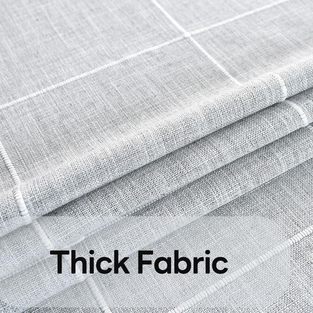 Farmhouse Table Cloth for Rectangle Tables Gray Plaid Boho Tablecloth Heavy Duty Cotton Linen Blend Washable & Wrinkle Resistant Rustic Table Cover for Outdoor Kitchen Dining (52x120 Inch)