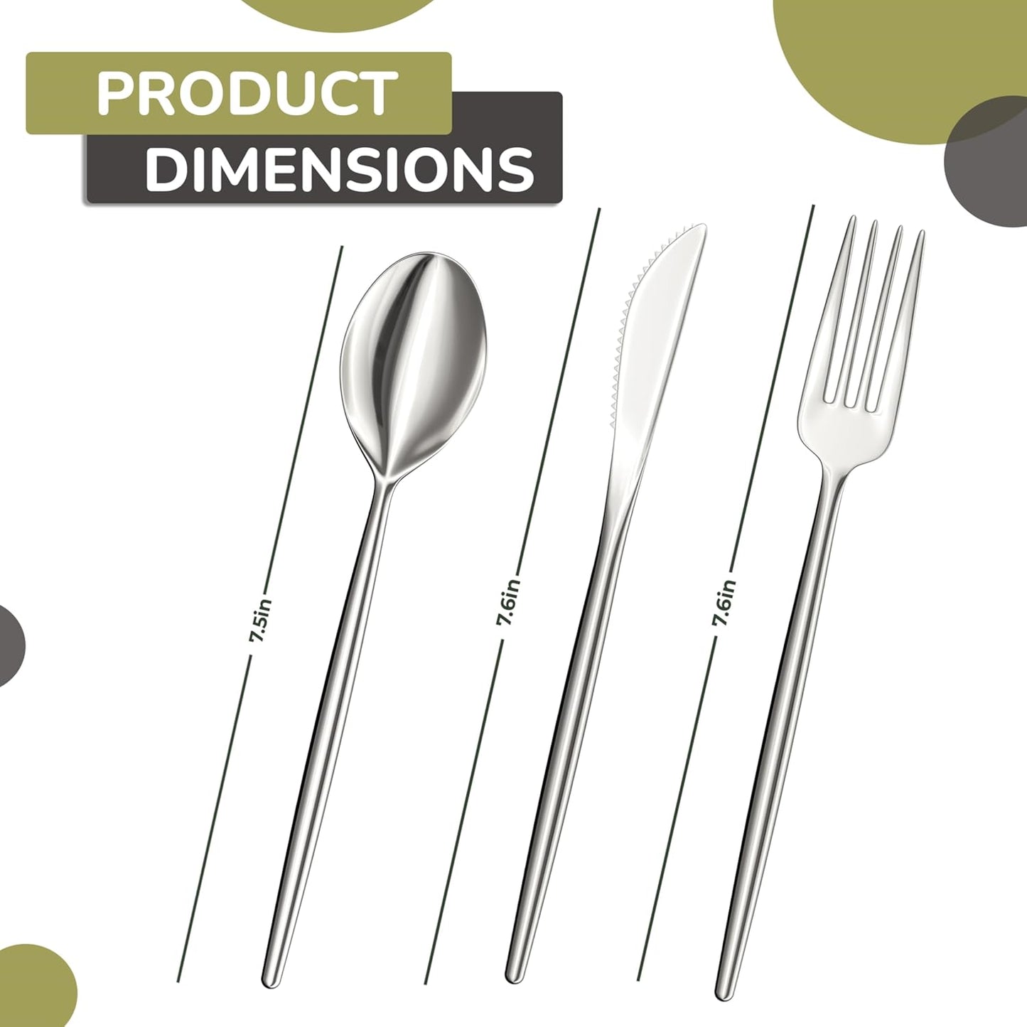 Trendables Disposable Silverware - 120 Pack Plastic Cutlery Set With Knives, Beautiful Silver Plastic Utensils