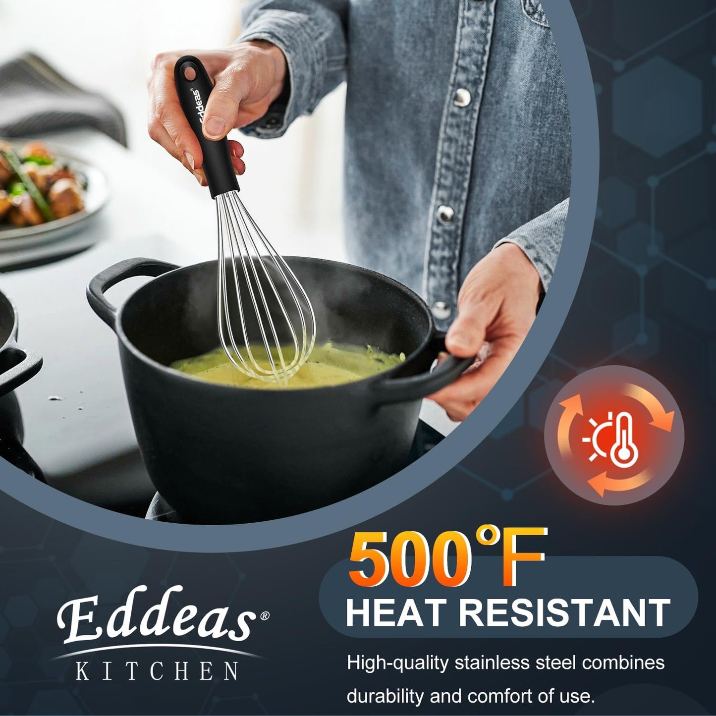 Mini Whisks - 600°F Heat Resistant Small Whisks For Cooking, Heavy Duty Stainless Steel Kitchen Balloon Tiny Whisk, Suitable for Egg, Espresso, Hot chocolate, sauces （7" & 5.5 inch ）