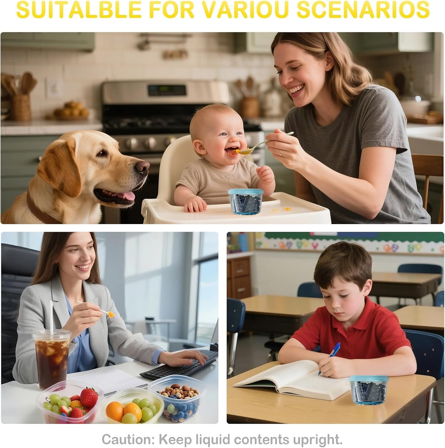 Baby Food Containers - 5 oz Food and Snack Storage Jars with Sealing Lids, Safe and Durable, Freezer, Microwave and Dishwasher Safe