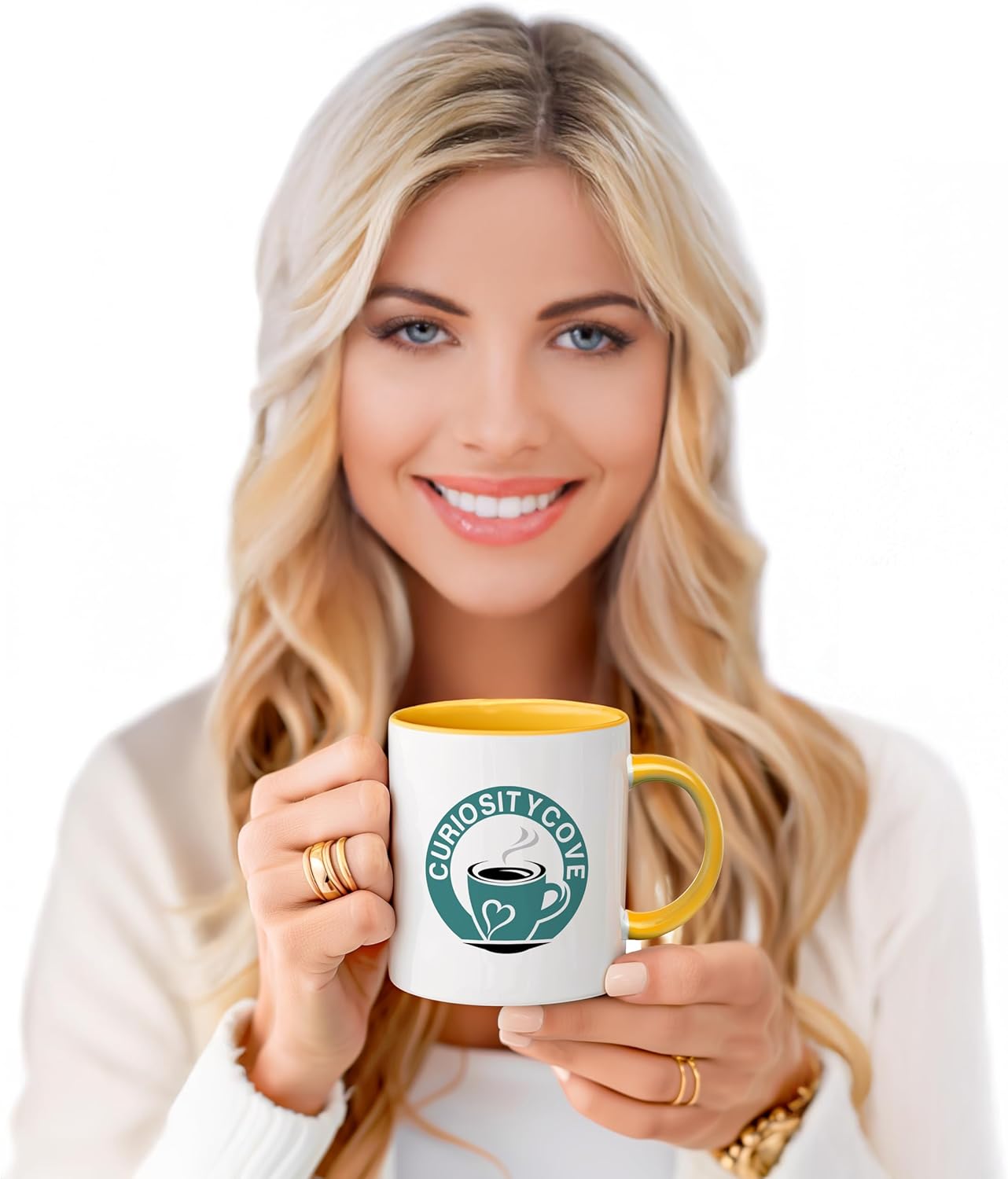 Personalized Coffee Mug | Custom Photo, Text, or Logo Cup (11oz, Yellow Rim, Inner, and Handle) |Dishwasher & Microwave Safe |Unique Gift for Men & Women –Taza Personalizada