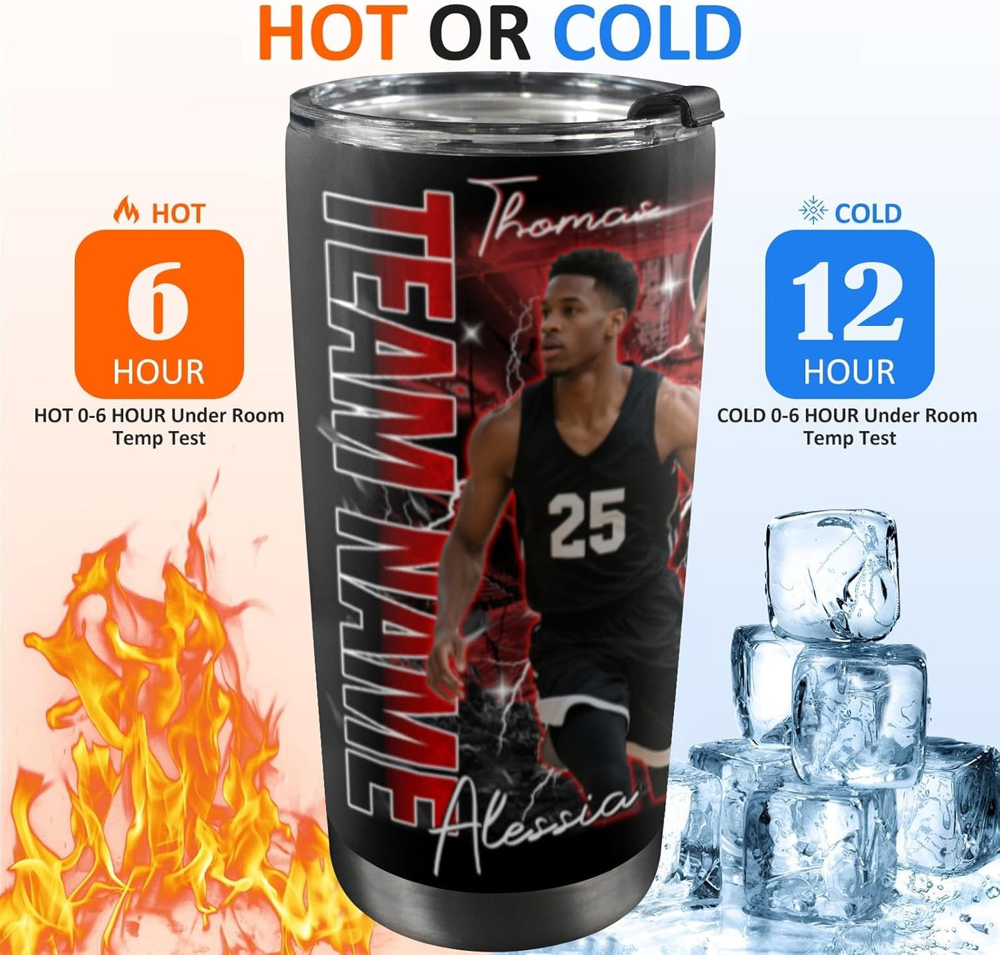 YESCUSTOM Personalized Tumbler With Photos For Basketball Lover Boyfriend Stainless Steel Travel Mug Insulated