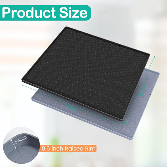 Waterproof Under Sink Mat 22" x 19", Silicone Cabinet Liner, Rubber Protector for Kitchen and Bathroom, Keeps Cabinets Clean, Dry, and Organized (Black)