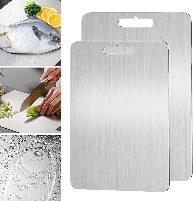 Titanium Cutting Board, Cutting Boards For Kitchen, 2 Pack Double-Sided Food-Grade Titanium Cutting Board For Cutting Meats, Fruits And Vegetables