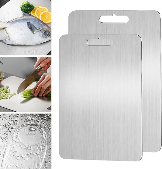 Titanium Cutting Board, Cutting Boards For Kitchen, 2 Pack Double-Sided Food-Grade Titanium Cutting Board For Cutting Meats, Fruits And Vegetables