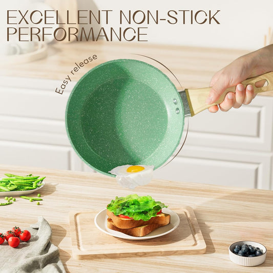 Innerwell Nonstick Frying Pan Skillet, 8 Inch Non Stick Egg Pan Omelet Frying Pans 100% PFOA-Free, Non-Toxic Healthy Cooking Pan, Induction Compatible