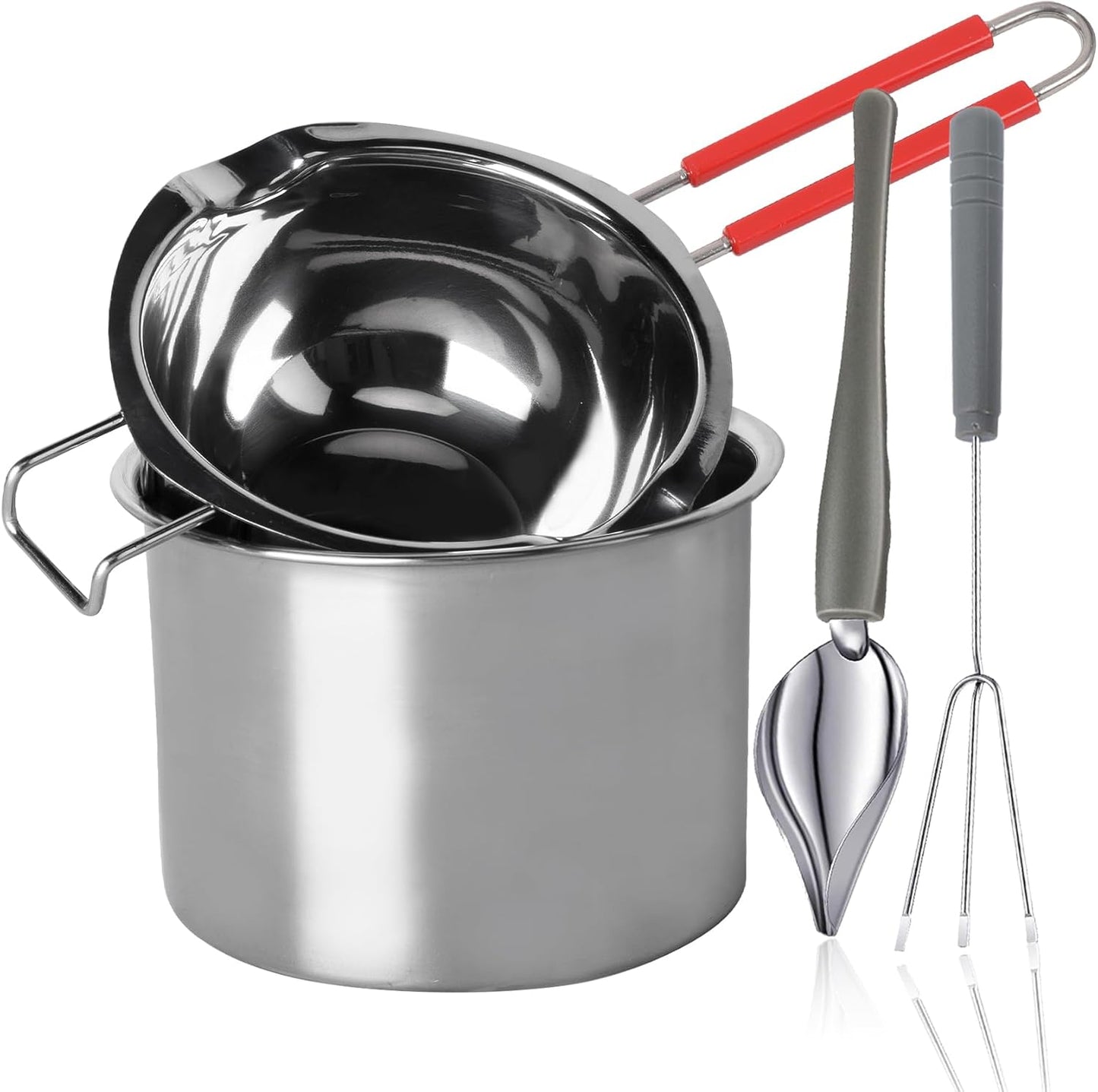 Stainless Steel Double Boiler Melting Pot with Heat Resistant Handle, Large Capacity Chocolate Melting Pot for Butter Candy Butter Cheese, Candle Making (1000/2200ML)