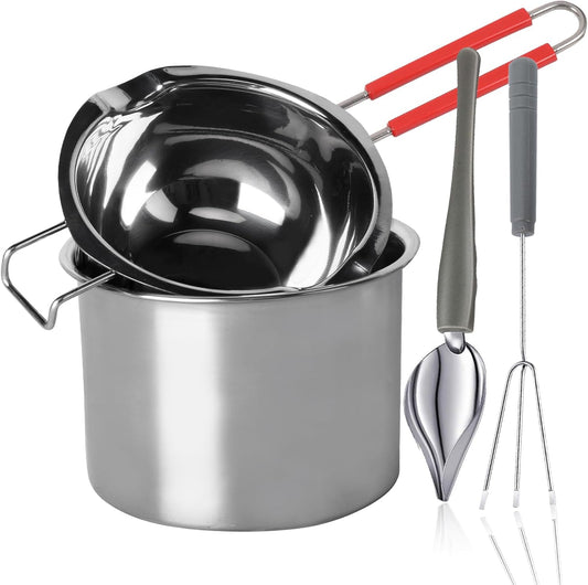 Stainless Steel Double Boiler Melting Pot with Heat Resistant Handle, Large Capacity Chocolate Melting Pot for Butter Candy Butter Cheese, Candle Making (1000/2200ML)