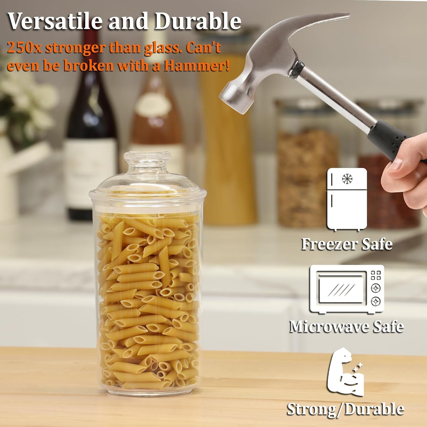 JOEY'Z 34oz/1L - Acrylic Airtight Candy Jar Cookie Jar - Candy Jars with Lids Apothecary Jars With Lids - Laundry Pods Container Laundry Pod Container