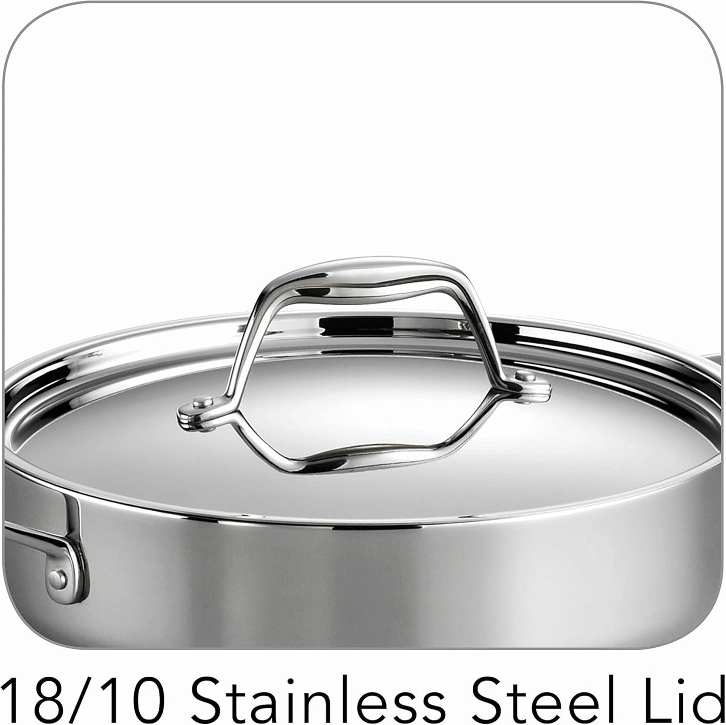 Tramontina Signature Tri-Ply Clad Stainless Steel 6-Quart Braiser Pan with Lid, Induction-Ready, Dishwasher-Safe, NSF-Certified, Made in Brazil