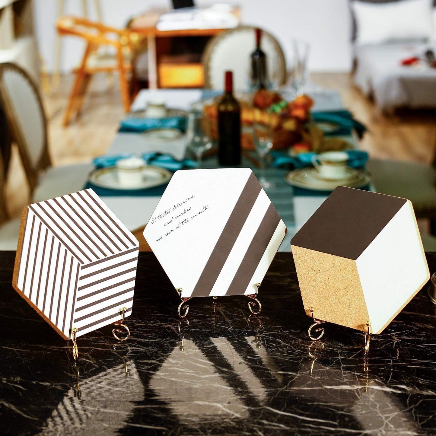 Tatuo 4 Pack 4" Iron Display Stand Gold Small Iron Plate Stand Holder Easel for Plates, Picture, Photo, Decorative Displays Card, Cookie, Artwork for Home Decor, Wedding Centerpieces, Coffee Shop Menu