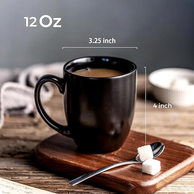 AmorArc 12oz Coffee Mugs Set of 6, Large Ceramic Coffee Mugs for Man, Woman, Dad, Mom, Modern Coffee Mugs Set with handle for Tea/Latte/Cappuccino/Milk/Cocoa. Dishwasher&Microwave Safe, Multi