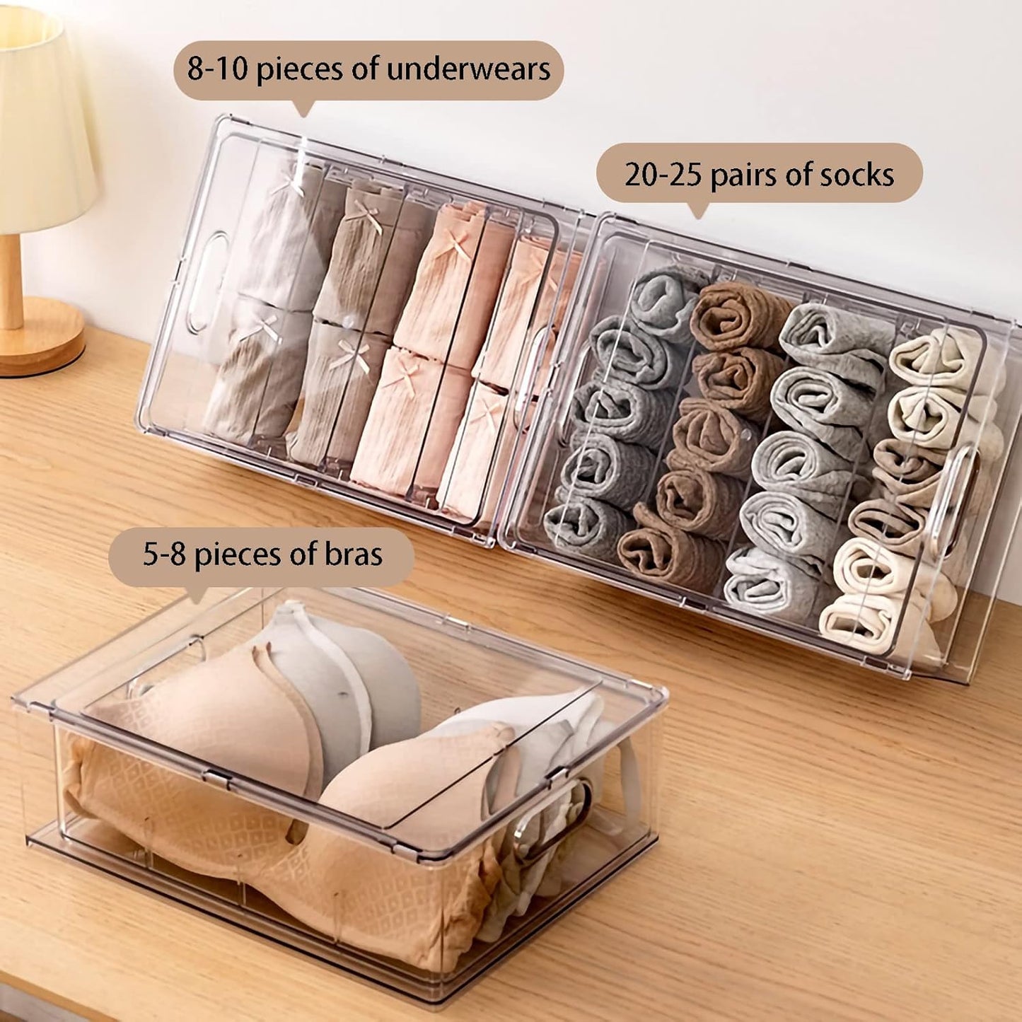 MANO 2Pack Clear Fridge Drawers Pull Out Stackable Refrigerator Drawer Organizer Bins Pantry Storage Box Plastic Food Containers for Kitchen Bathroom Office Closet (X-Large)