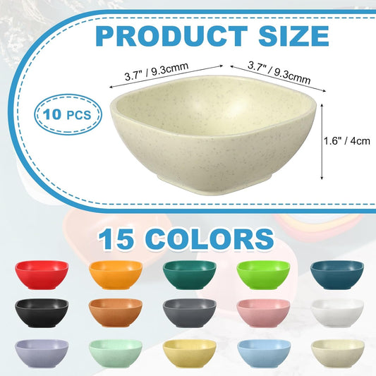 uxcell 10pcs Straw Dipping Bowls, Unbreakable Prep Bowls, Small Dessert Bowls for Side Dishes Snacks Fruits Appetizers, Beige