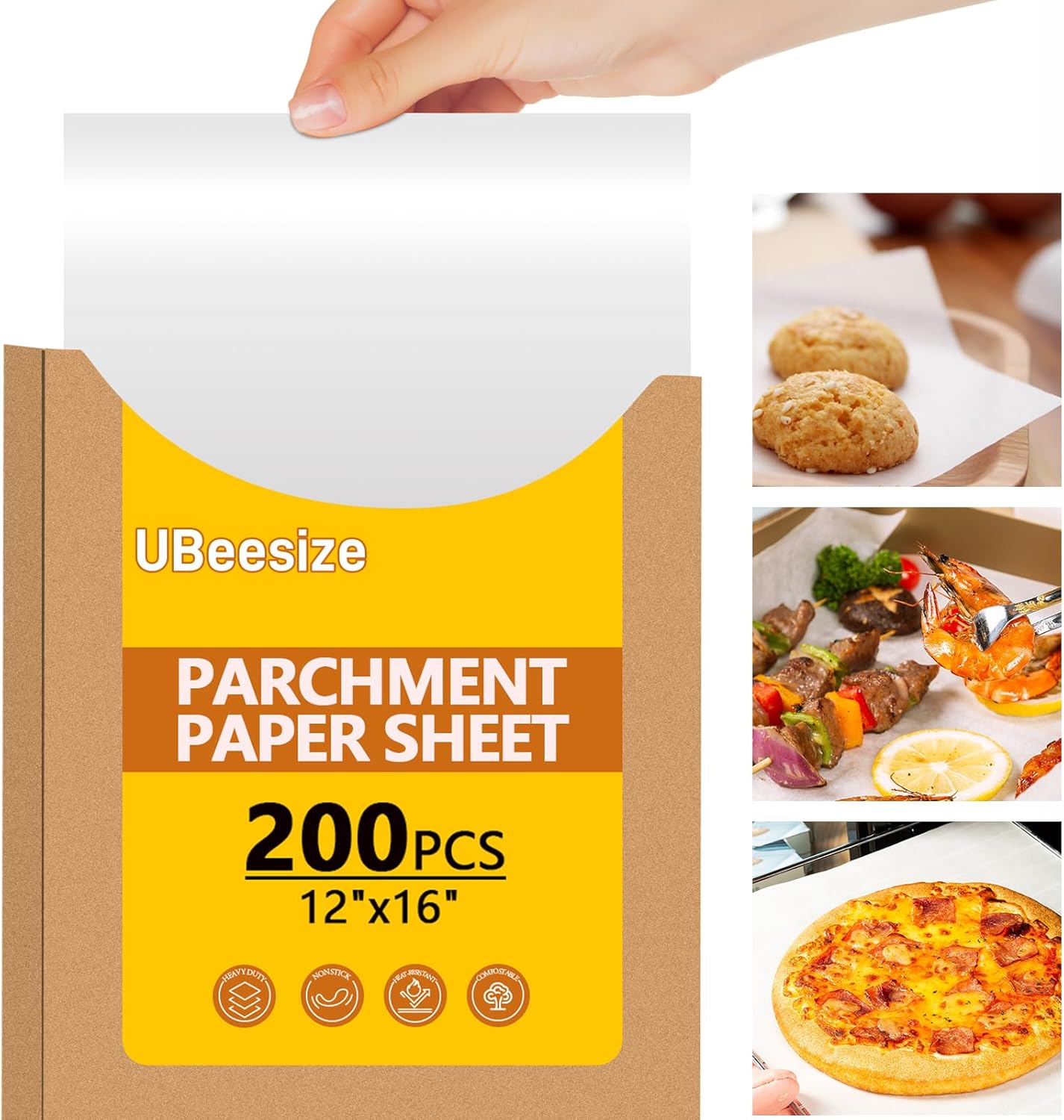 200PCS Thickened Precut Parchment Paper Sheets,12×16 In Heavy Duty Non-Toxic & Unbleached Parchment Baking Paper, Parchment Paper for Baking, Grilling, Comes in Convenient Packaging