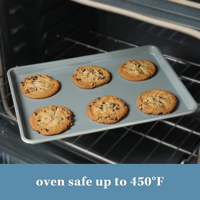 Sur La Table Kitchen Essentials Bake Sale Large 18 X 13 Inch PFA Free Ceramic Nonstick Cookie/Baking Sheet - Linen White