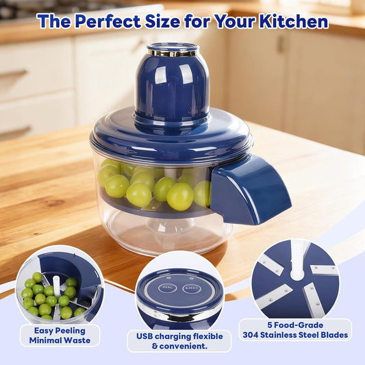 Automatic Grape Peeler Machine, Electric Garlic & Cherry Tomato Peeler Skin Remover Tool for Small Fruits, Effortless Peeling for Home Kitchen (Blue-1PC)