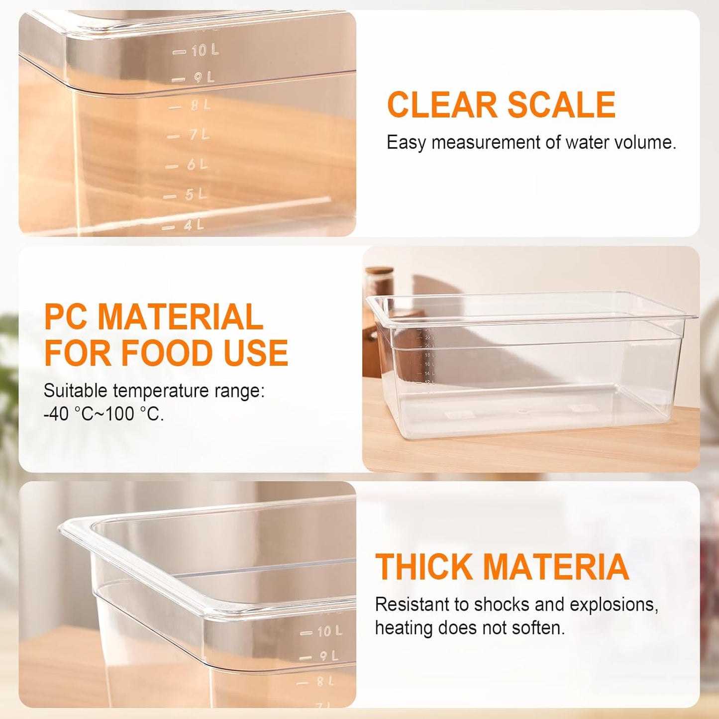 HOMENOTE Large Sous Vide Container 26 Quarts with Lid, Neoprene Retains Heat, Complete Sous Vide Accessories Kit BPA Free,Compatible with Anova and Most Sous Vide Cookers（Comes with 2 Sous Vide Racks and Insulating Sleeve）