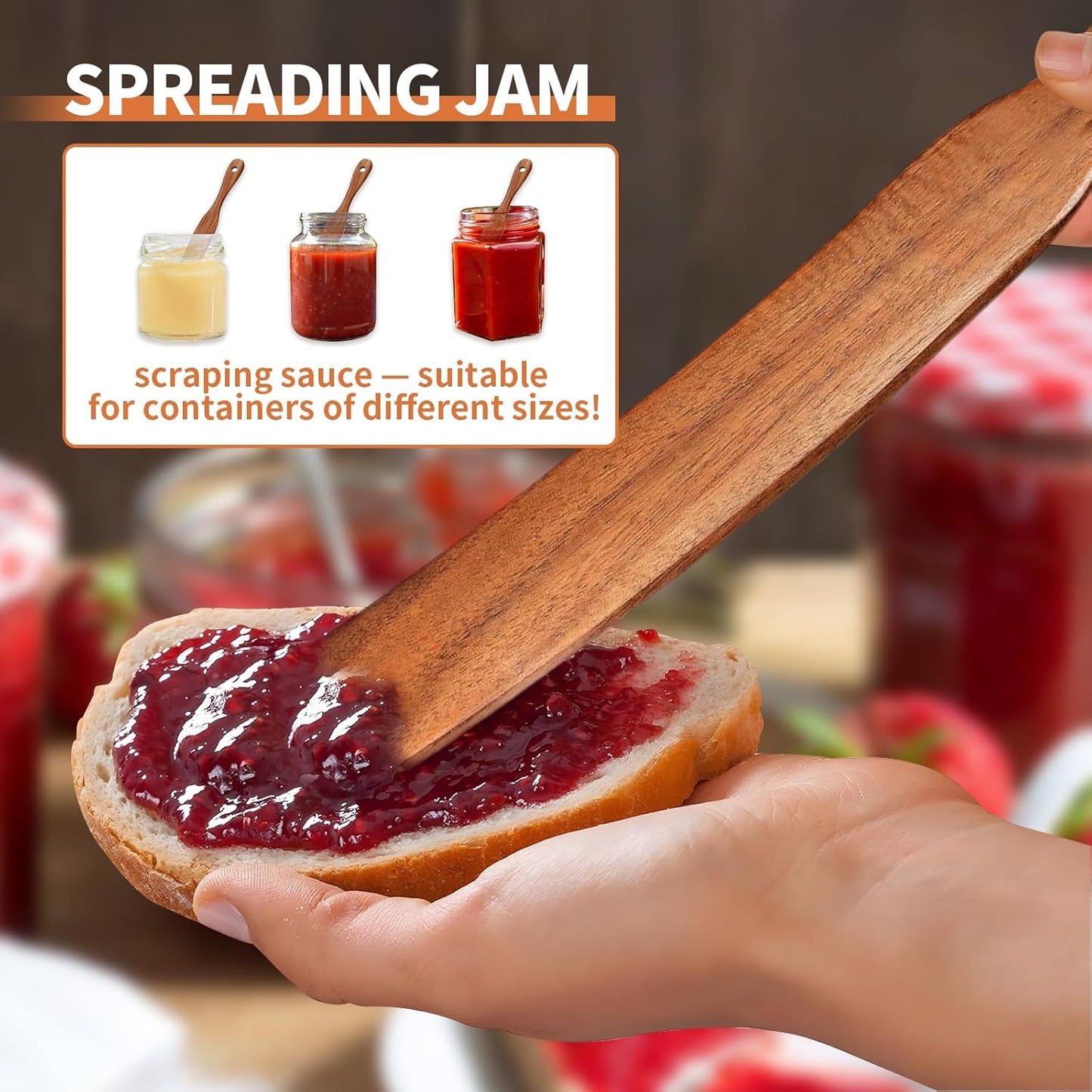 Skinny Wooden Spurtle - Wood Sourdough Spatula for Sourdough Starter，baking & cooking kitchen flour spatula spoon sourdough tools and supplies spurtle spatula icsti cooking spoons spurtle (11 Inches)