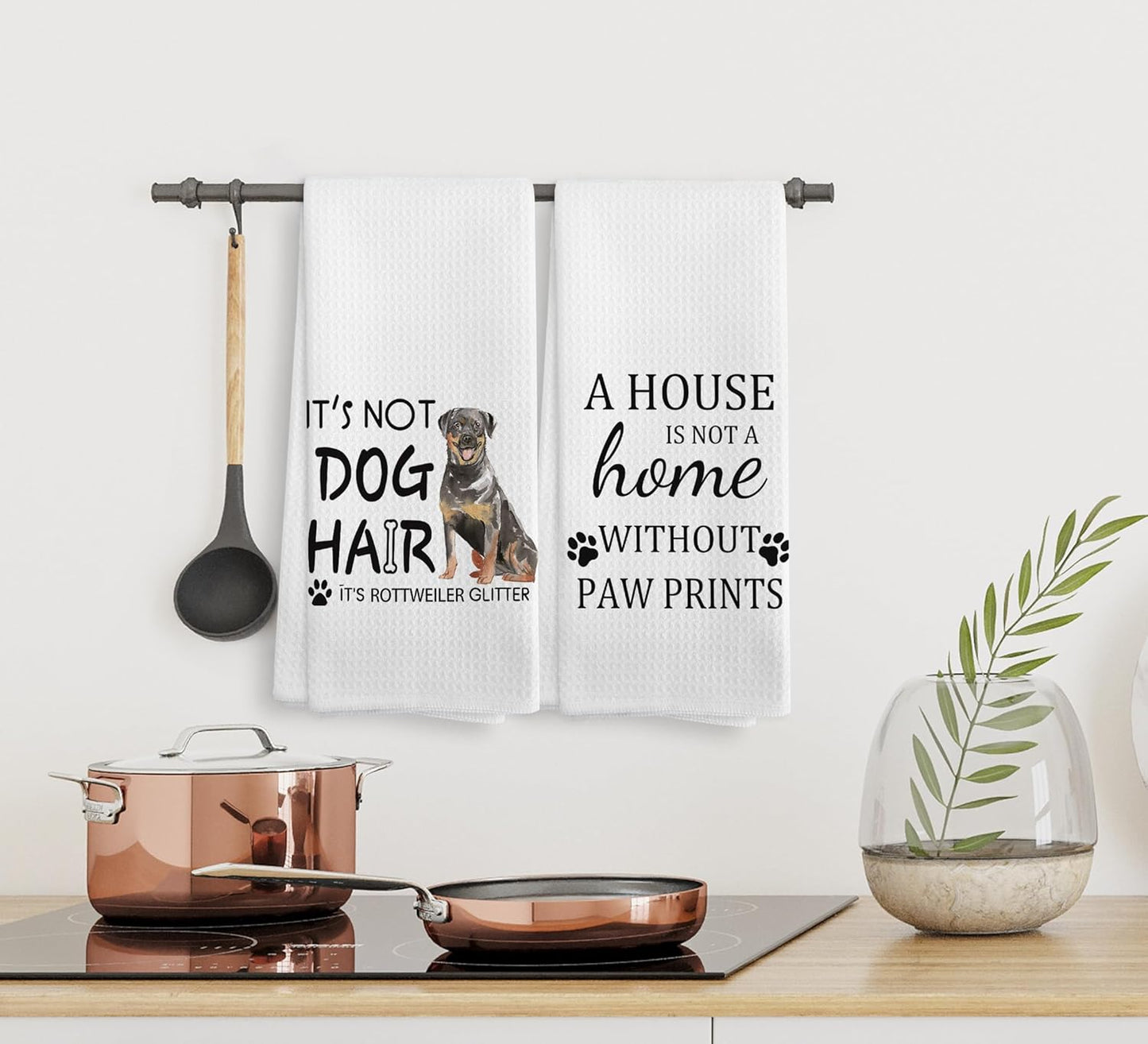 Rottweiler Kitchen Towels and Dishcloths Set of 2, Rottweiler Gifts for Women, Dog Kitchen Towels, Dog Hand Towels, 16×24 Inch