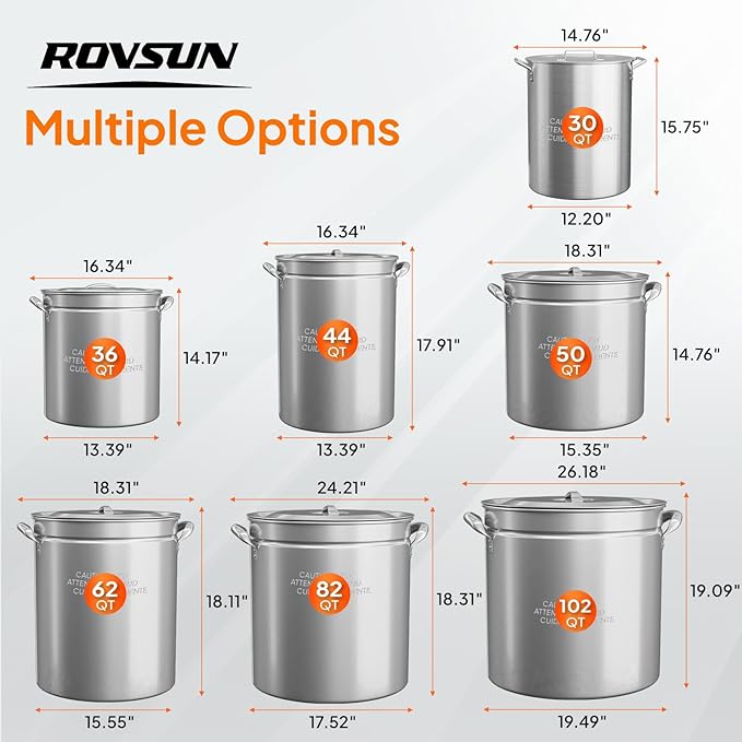 ROVSUN 30QT Turkey Fryer Pot & Seafood Boil Pot with Strainer Basket, Lid, Hook & Steamer, Aluminum Stockpot for Turkey Frying & Crab, Lobster, Shrimp Boiling for Outdoor Cooking & Gatherings