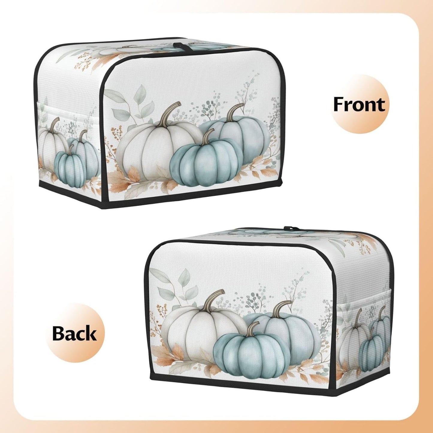 Toaster Cover 2 Slice Pastel Pumpkin Thanksgiving Leaf Kitchen Small Appliance Covers with Pockets Dust and Fingerprint Protection