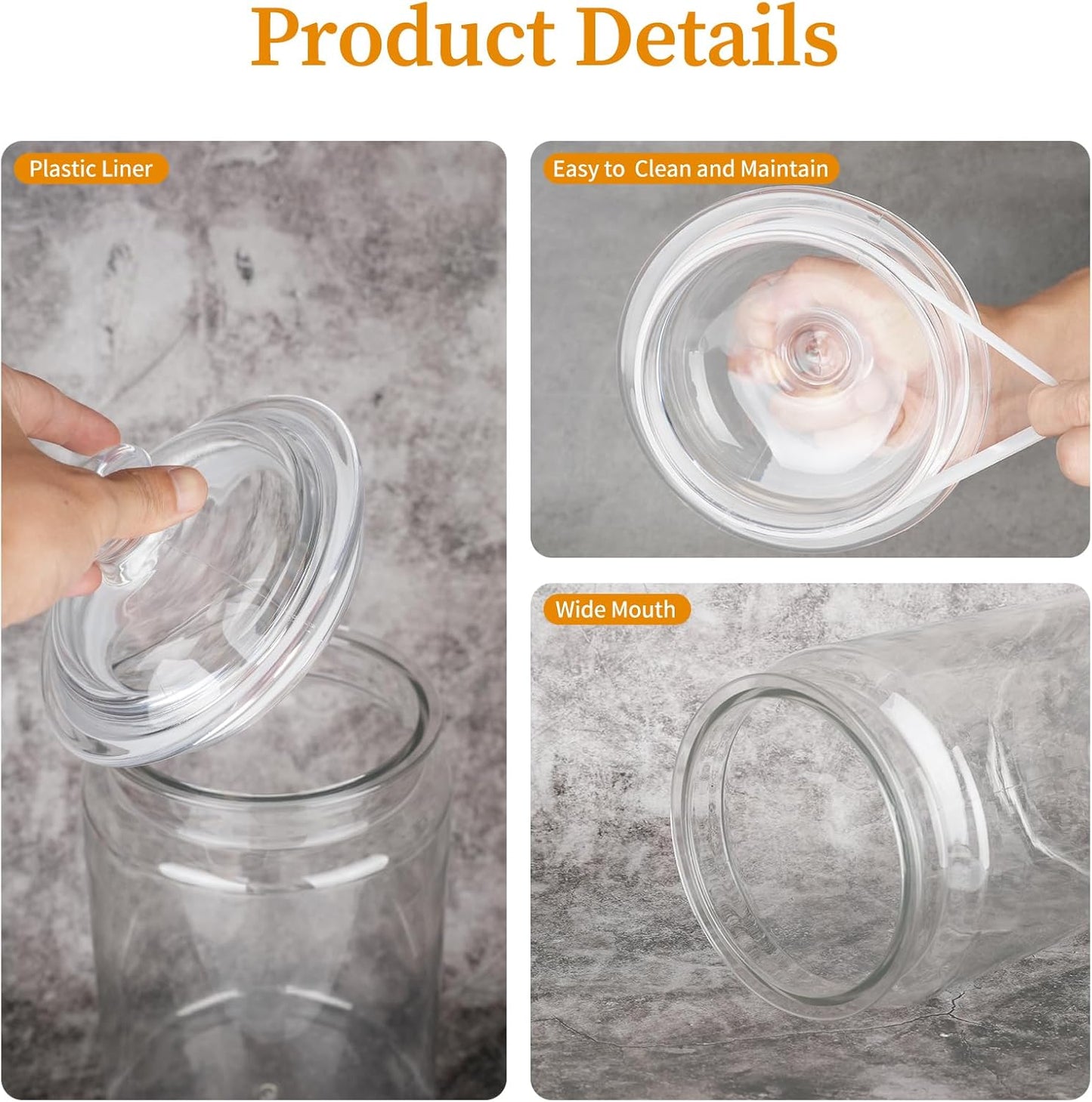 2 Pack 130 oz Candy & Cookie Jar Plastic Jars with Lids, Airtight Candy Jar Unbreakable, Decorative Kitchen Storage Jar, Clear Food Storage Canister for Pet Food