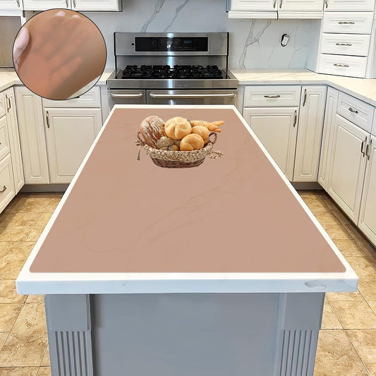 47.3''x23.6''(120cmx60cm) Extra Large Silicone Mat for Kitchen Counter, 1.5MM Thick Non-Slip Heat Resistant Countertop Protector, Waterproof Durable Kitchen Mat for Countertops, Translucent Brown