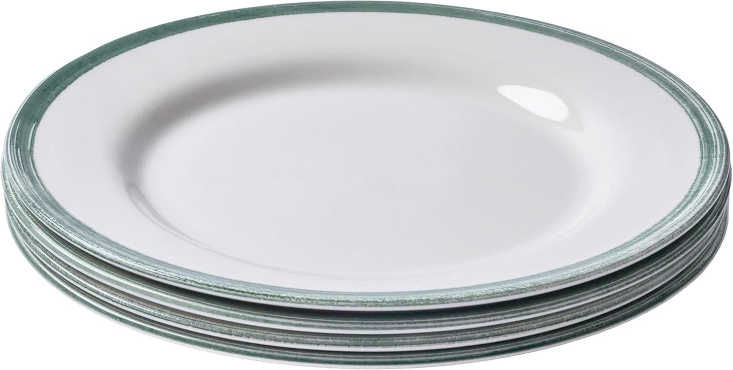 Portmeirion Potter's Brushstroke Dinner Plate (Set of 4) - 10.5-Inch Stackable Earthenware Plates - Microwave & Dishwasher Safe, Handcrafted Dinnerware for Casual & Formal Table Settings (Green)