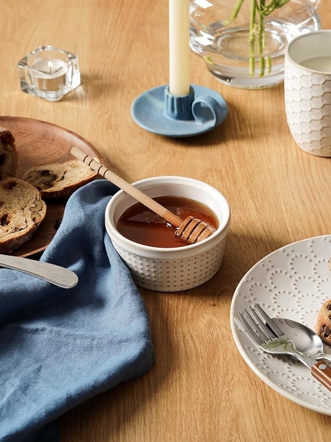 LE TAUCI Ramekins 6 oz, Ramiken for Creme Brulee, Lava Cake,Pudding, Souffle, Small Sauce Bowl,Ceramic Baking Dishes- 4 inch, Set of 4, Arctic White