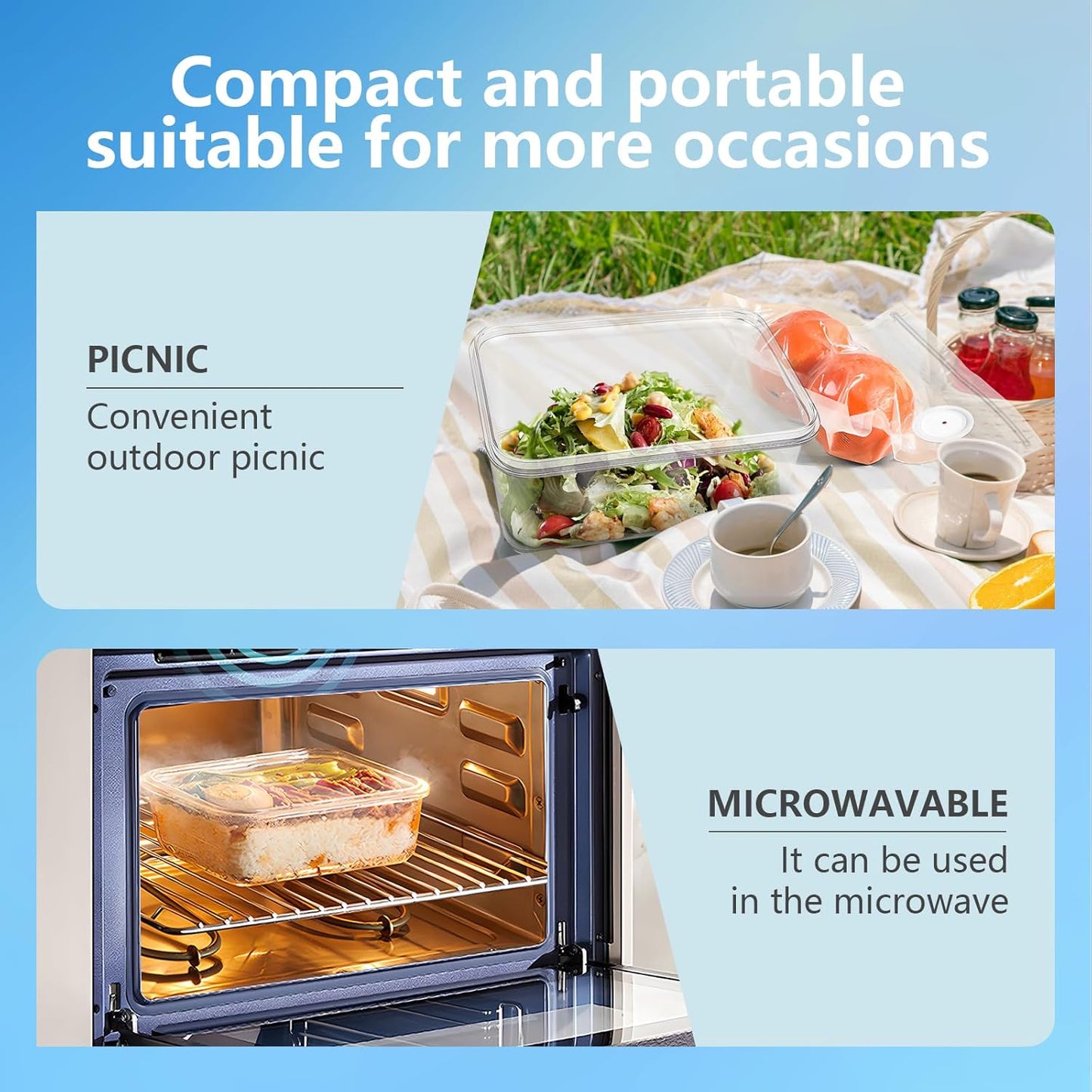Vacuum Sealer, Vacuum Sealer for Food Compact Handheld Vac Seal Machine, Seal Meal Saver Portable Food Sealer (Vacuum Sealer Machine + 3 Food Storage Containers + 30 Reusable Bags)