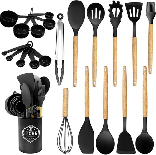 22 Pcs Silicone Kitchen Cooking Utensils Set, 446°F Heat Resistant Non-Stick Silicone Spatula Sets,Spoon,Kitchen Utensil Gadgets Tools Set Kitchen Gadgets for Cookware,Dishwasher Safe BPA Free