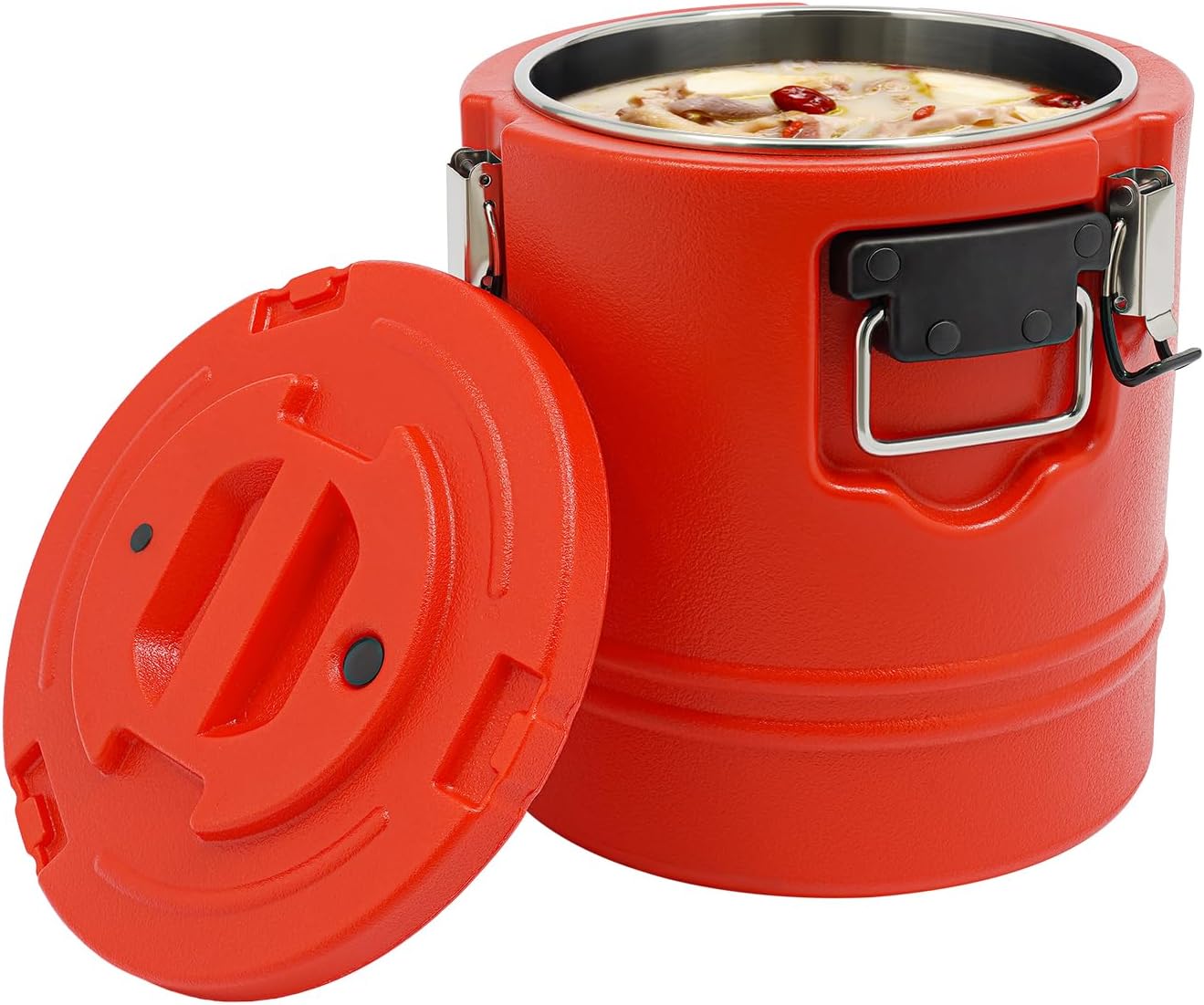 DYNAMI Large Insulated Food Container, 4 Gallon Portable Commercial Food Warmer Insulated Soup Container Cold Hot Box for Catering,Stainless Steel Inner Liner, Sealed and Leak-proof (Red, 4 Gal)