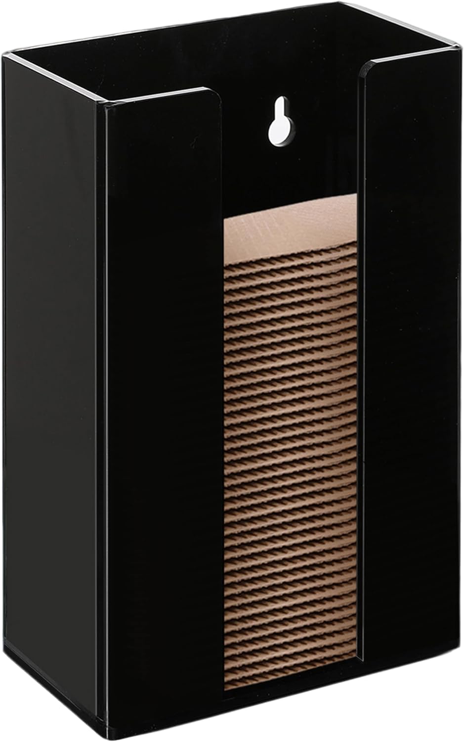 Coffee Cup Sleeve Organizer Rack-Acrylic Collar Holder Storage for Disposable Kraft Paper Cup Sleeves,Coffee Shop/Home/Kitchen Organization,Countertop or Wall Mount(Black)