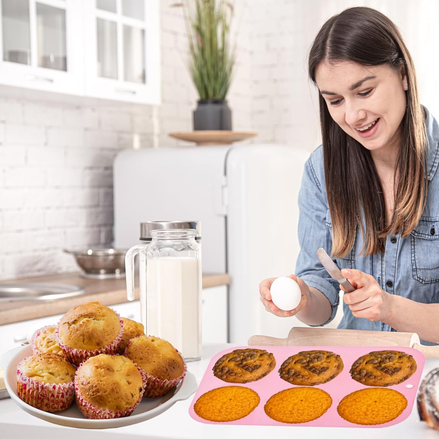 2 Pack Silicone Muffin Pans for Baking, Mini Cupcake Pans 6 Cups, Mini Muffin Pans Nonstick, Silicone Baking Cupcake Molds for Making Muffins, Cakes and Tarts