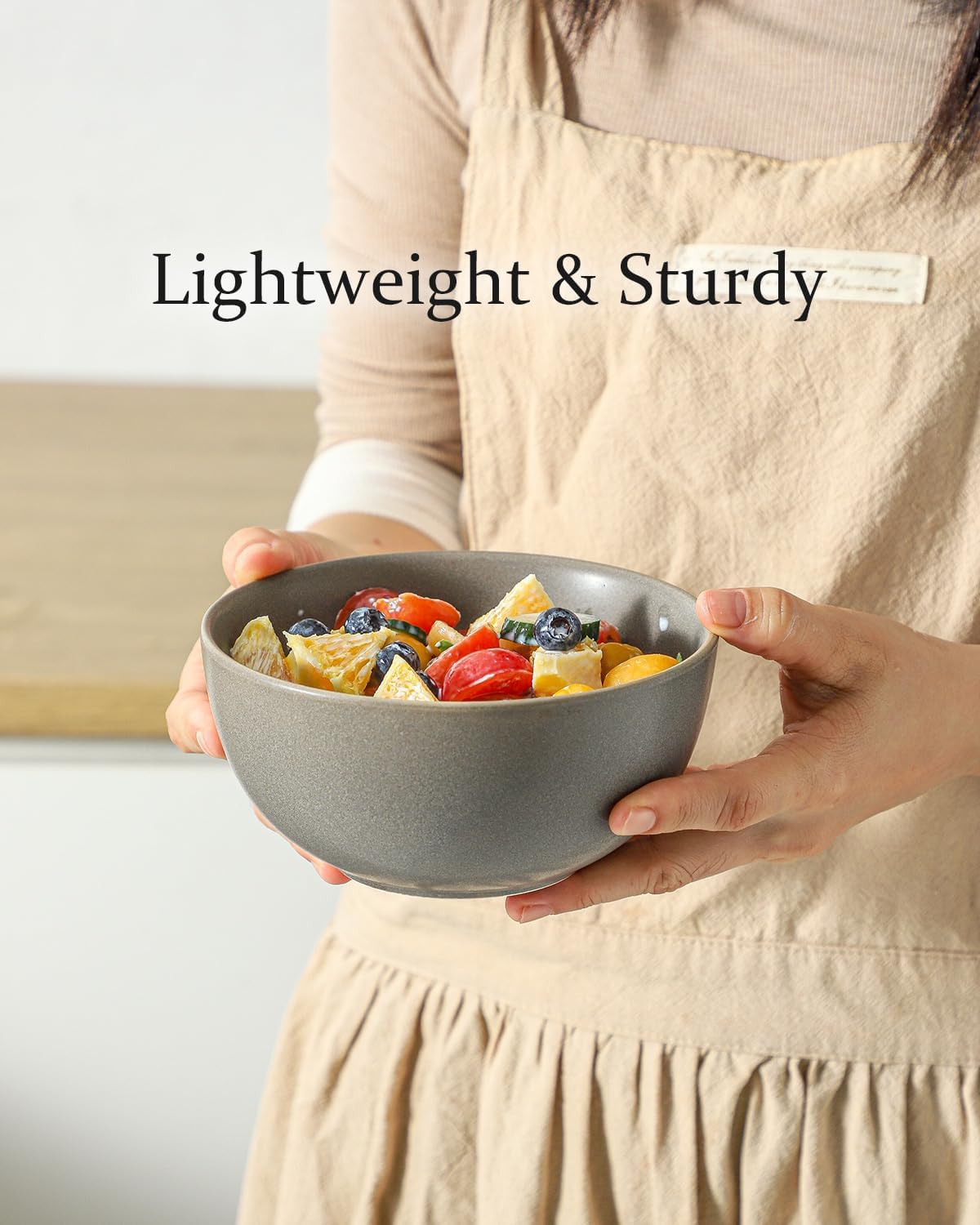 Cereal Bowls Set of 4, 24 oz Ceramic Bowls for Kitchen, Stoneware Soup Bowls for Salad, Ramen, Snack, Dessert, Unique Housewarming Gift, Dishwasher Microwave Safe, Matte Gray