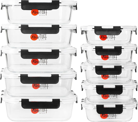 20pcs Set Food Storage Containers (10 Airtight & 10 Lids) |Lunch Containers | Meal Prep Containers | BPA Free, Leakproof Lids, Dishwasher, Microwave and Freezer Safe for Kitchen