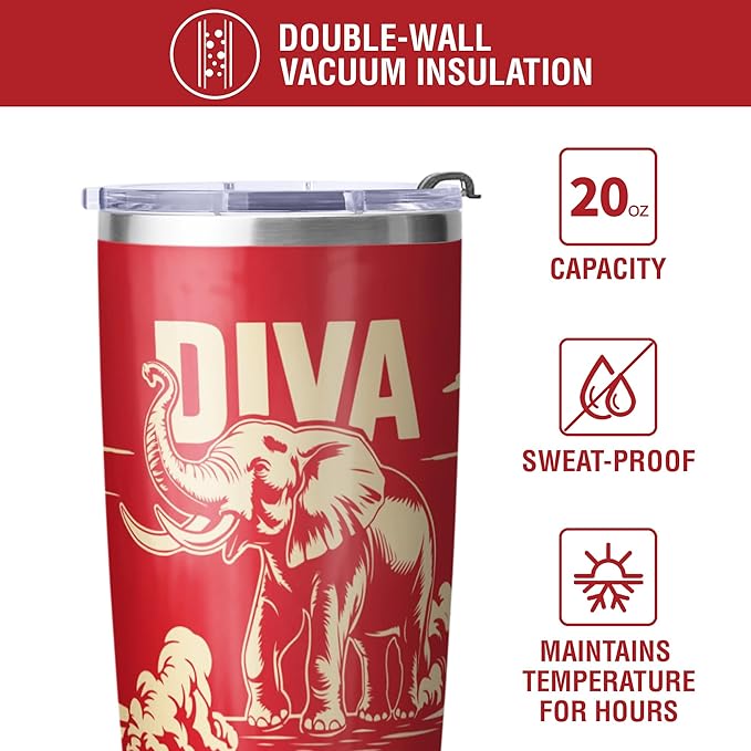 Delta Sigma Theta Sorority Paraphernalia - Official Vendor - 20 oz Stainless Steel Insulated Sublimation Tumbler - Diva