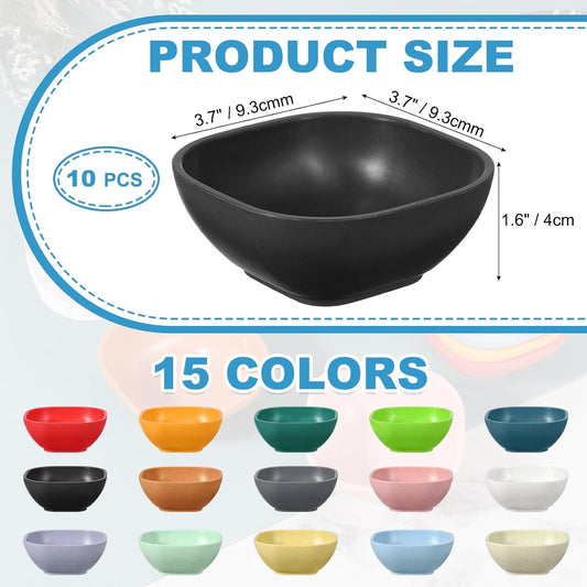 uxcell 10pcs Straw Dipping Bowls, Unbreakable Prep Bowls, Small Dessert Bowls for Side Dishes Snacks Fruits Appetizers, Black