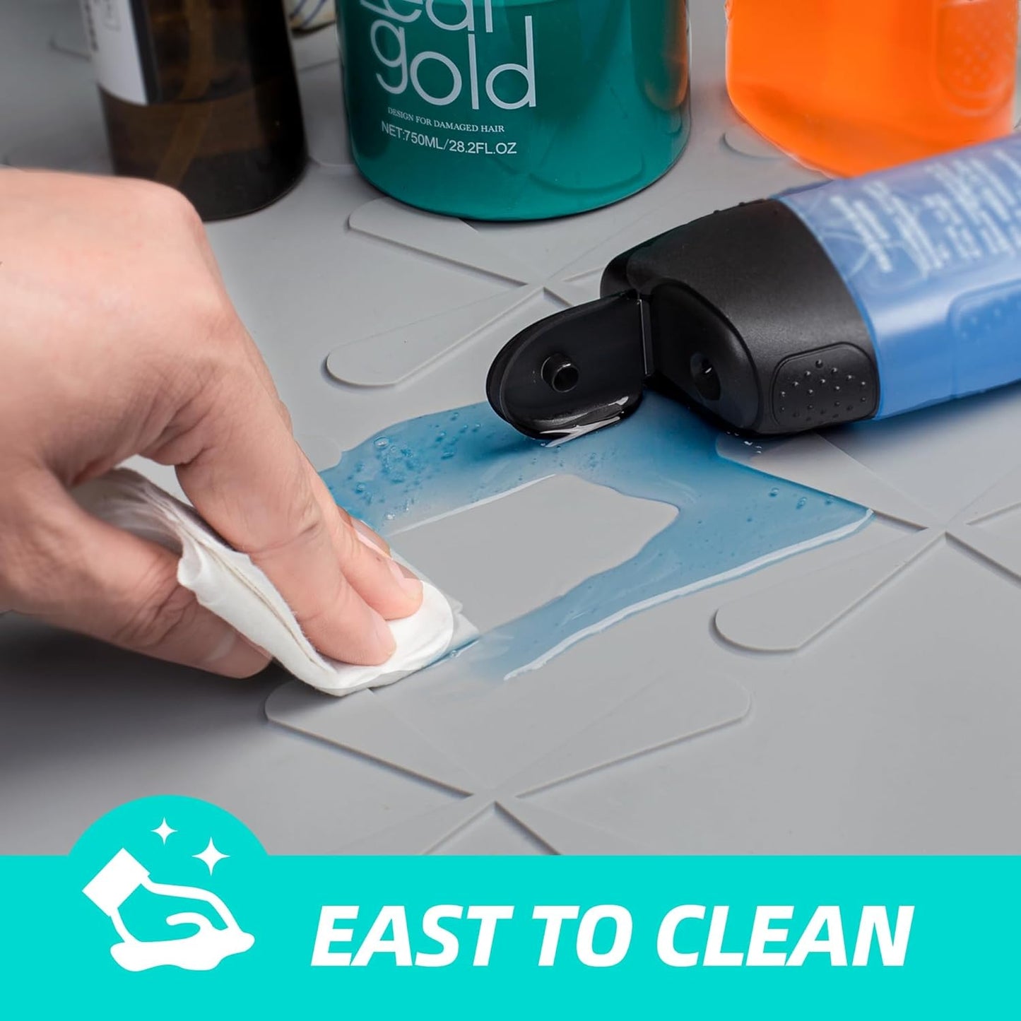 SIKADEER 25" x 19" Under Sink Mat Waterproof, Silicone Mat Kitchen Drawer Shelf and Cabinet Liner, Sink Protector for Kitchen Organizers and Storage, Boot Tray Pet Food Mats