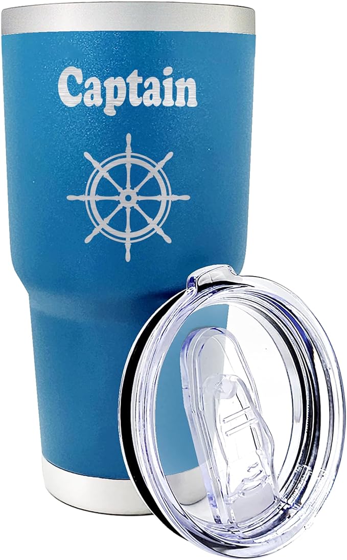 Palm City Products 30 oz Captain Tumbler – Nautical Stainless Steel Engraved Coffee Cup – Boating Travel Mug for Yacht Captains, Fishing, and Offshore Lifestyle – Vacuum Insulated Marine Drinkware