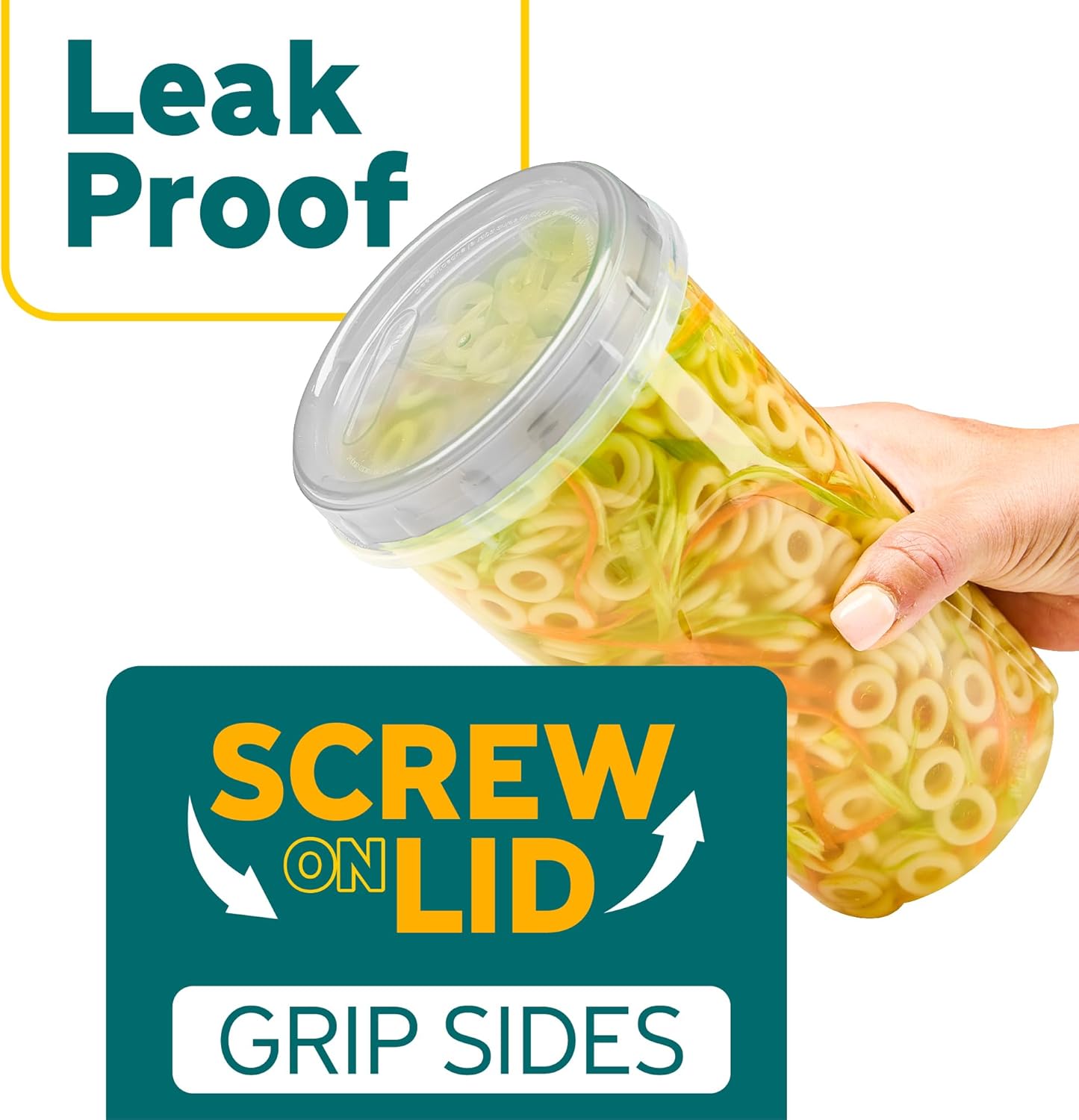 PLASTICPRO 6 Pack Twist Cap Food Storage Containers with Clear Screw on Lid- 48 oz Reusable Meal Prep Containers - Large Freezer Containers Microwave Safe Clear Plastic Food Storage