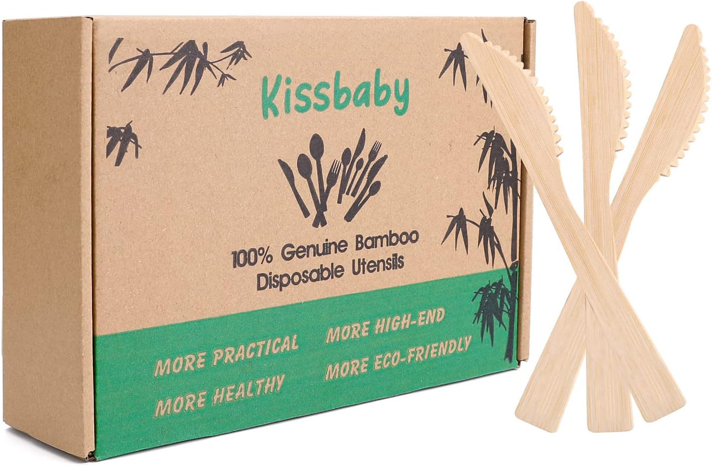 Bamboo Utensils -300 PK 6.7" Bamboo Compostable Knives Disposable Bamboo Cutlery Set Biodegradable Eco Friendly Renewable Utensil Flatware Knife