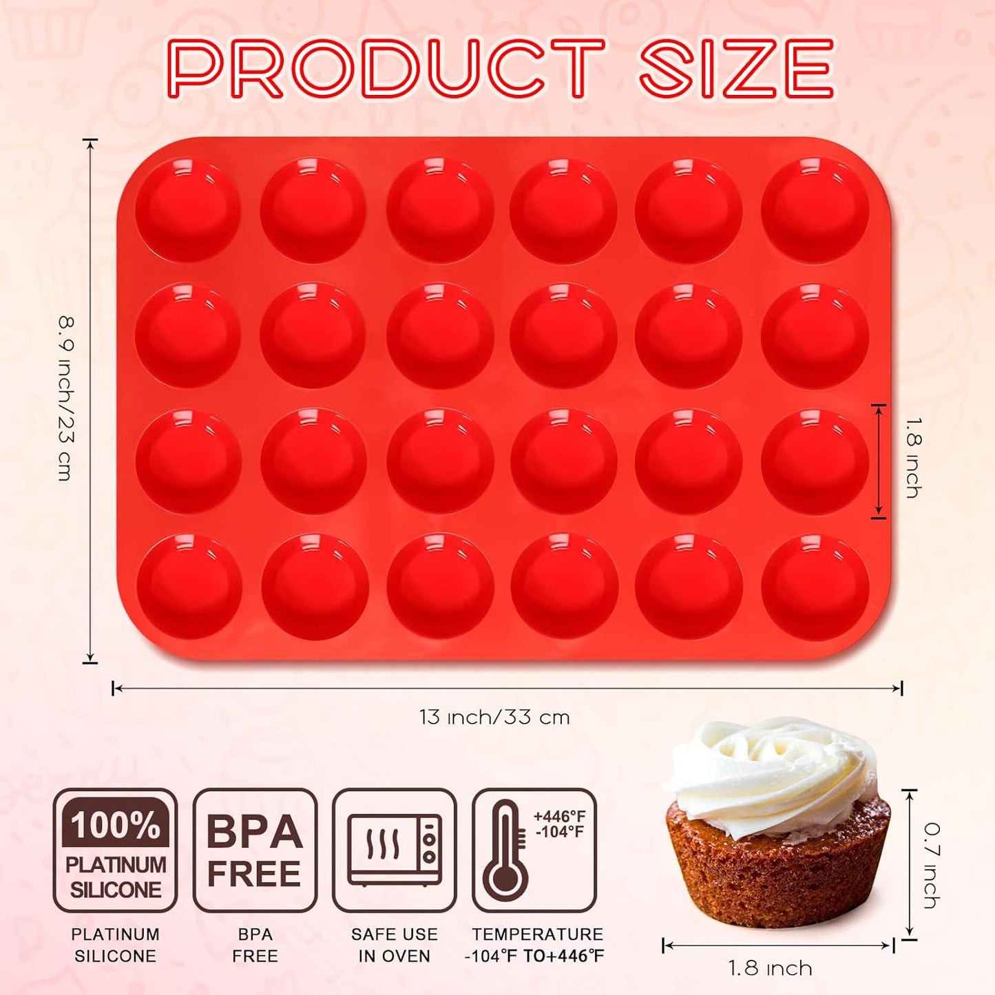 2 Pcs Muffin Pan Silicone Molds, Cupcake Pan Silicone Molds, Non-Stick Baking Molds for Making Muffin, Cakes, Cupcake, Tart, Chocolate