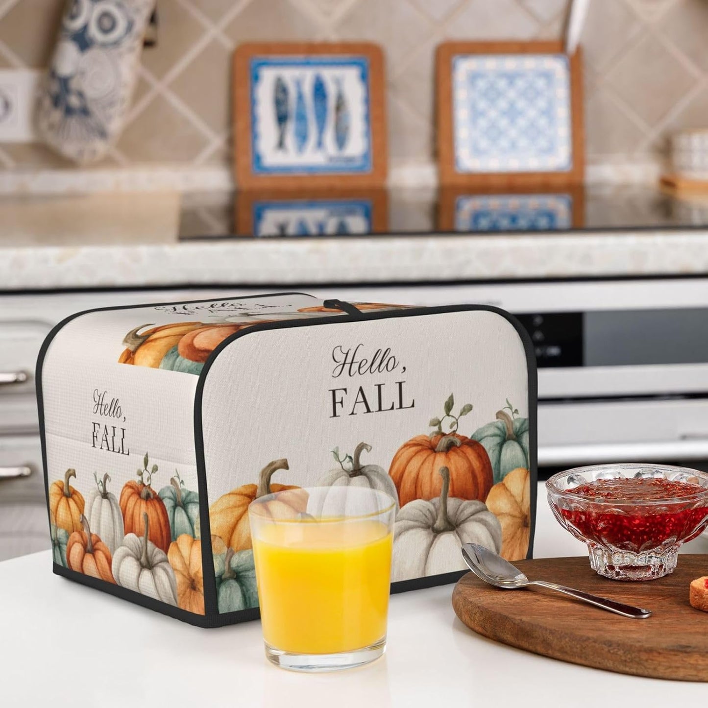 Toaster Cover 4 Slice Pumpkin Fall Autumn Thanksgiving Kitchen Small Appliance Covers with Pockets Dust and Fingerprint Protection