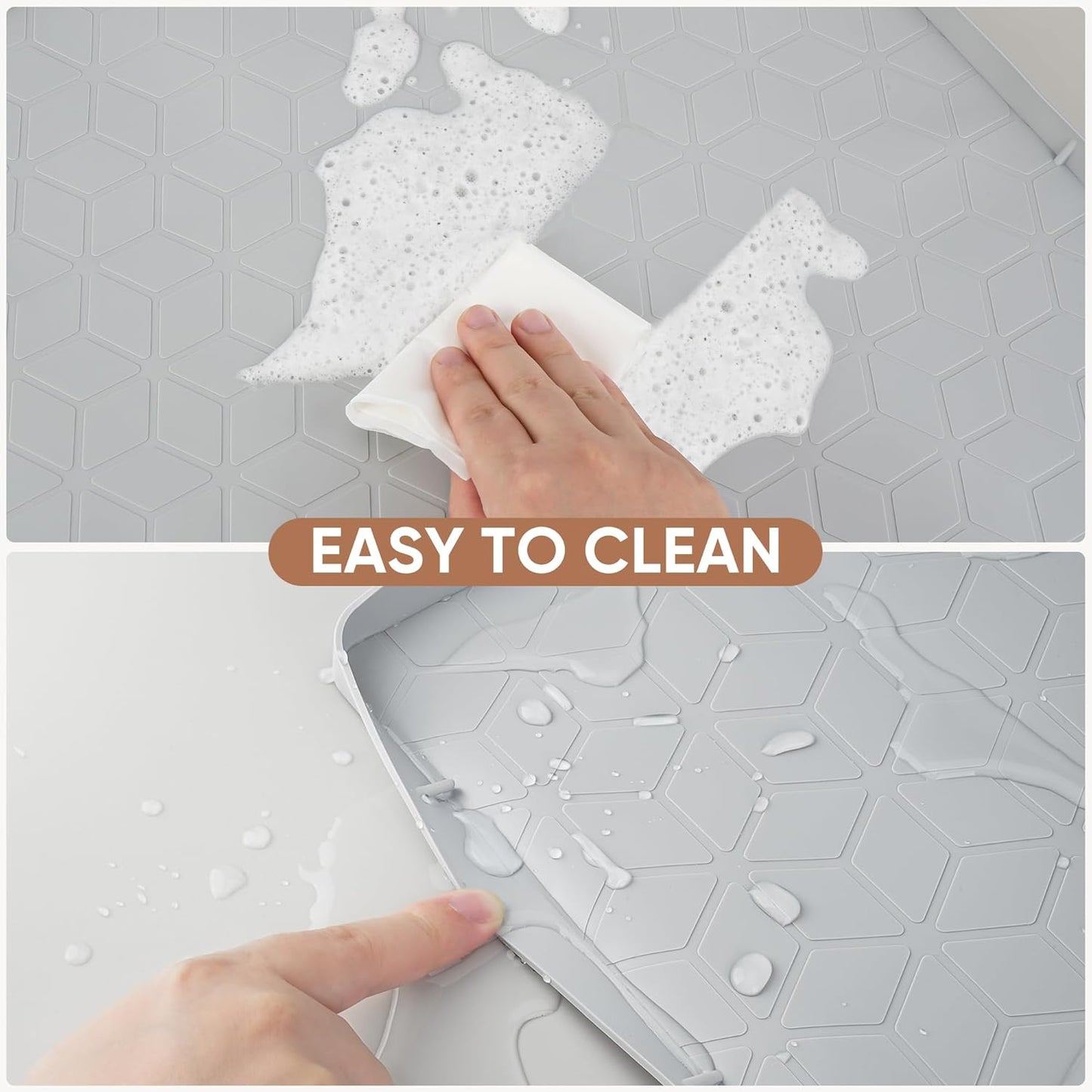 BALEINE 28''×22'' Under Sink Mat, Waterproof Food Grade Silicone Undersink Mat, Cabinet Shelf Drip Tray, Under Sink Liner for Kitchen, Bathroom (Charcoal)