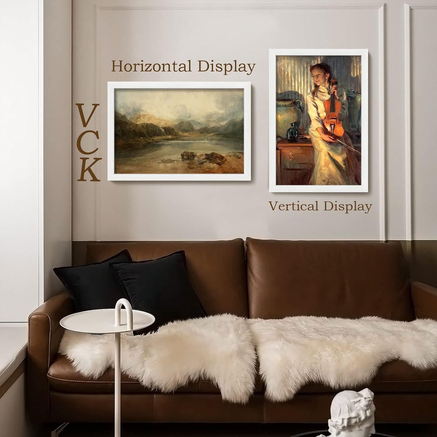 VCK 16x24 Poster Frames Set of 5, White Solid Wood Picture Frame, Textured Exclusive Wall Gallery Frame