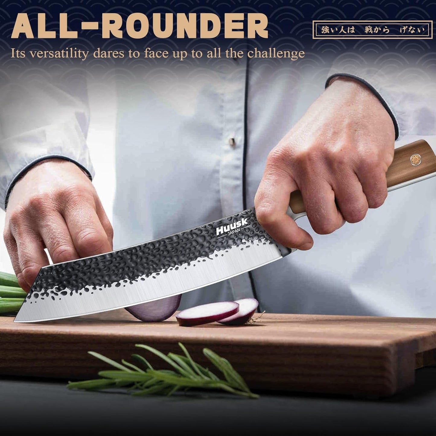 Huusk Butcher Knife 8.5 Inch Meat Cleaver Knife Japanese Vegetable Cleaver High Carbon Steel Meat Cutting Knife Hand Forged Knives for Home Kitchen BBQ with Present Box